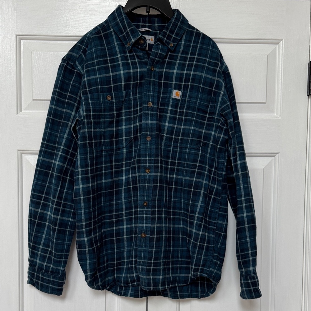 Carhartt Navy Plaid Long Sleeve Shirt